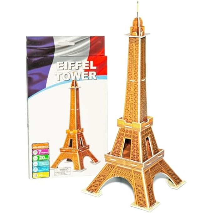 3D PUZZLE GLOBAL LANDMARKS EIFFEL TOWER MINI UNIQUE & COLLECTIBLE MODEL ASSEMBLY BUILDING KIT FOR KIDS & ADULTS 20PCS - Image 1